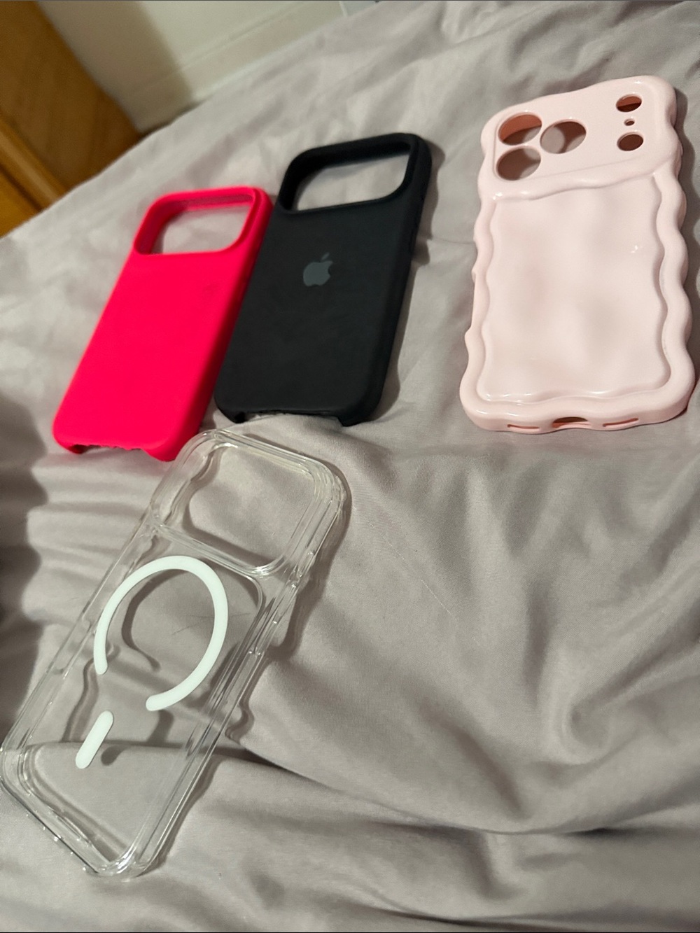 Apple iPhone Case Set - Hot Pink, Light Pink, Black, Clear